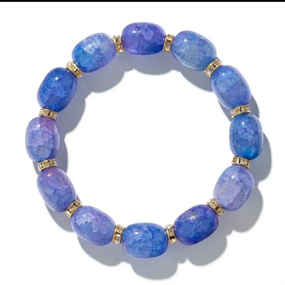 Cool Skytones Stone Bracelet With Gold Spacers